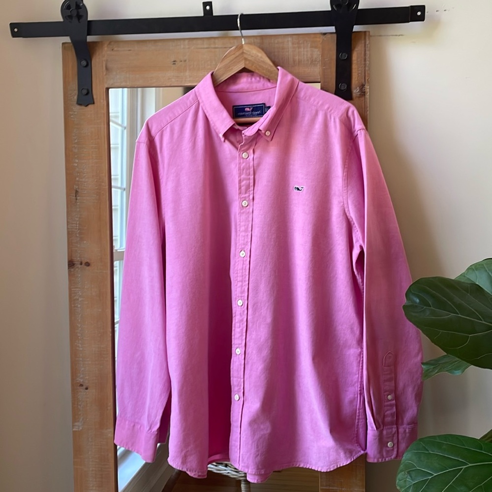 Vineyard Vines Pink Whale Shirt Size L